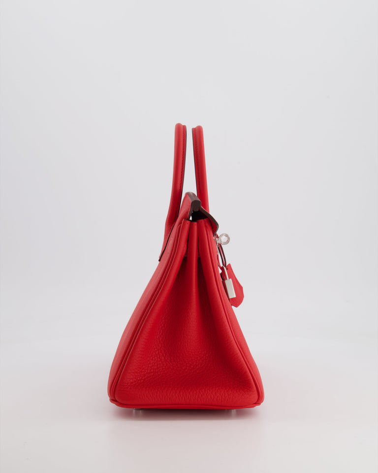 Hermes Birkin 25 Retourne Bag in Rouge de Coeur Togo Leather with Palladium Hardware