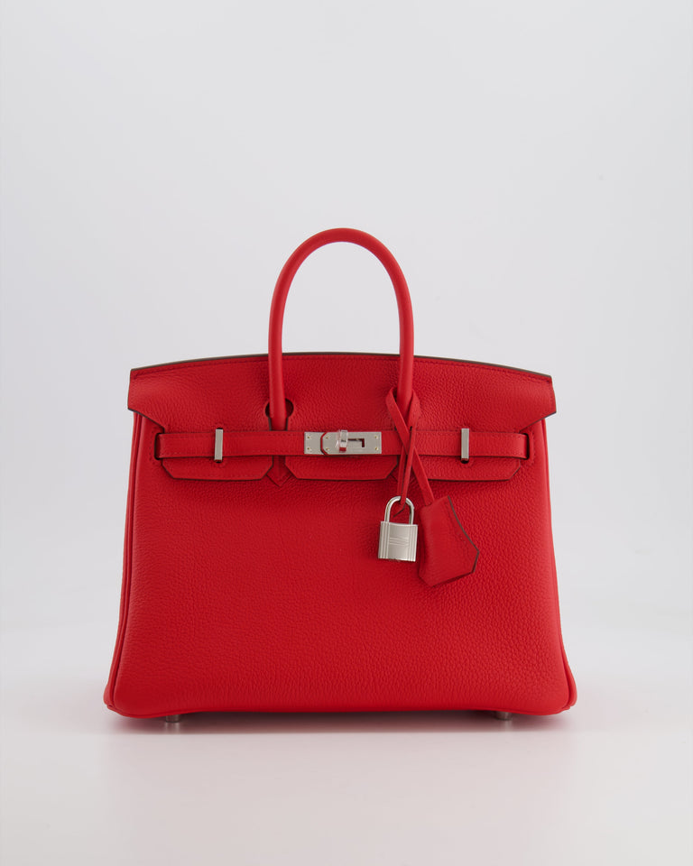 Hermes Birkin 25 Retourne Bag in Rouge de Coeur Togo Leather with Palladium Hardware