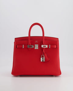 Hermes Birkin 25 Retourne Bag in Rouge de Coeur Togo Leather with Palladium Hardware