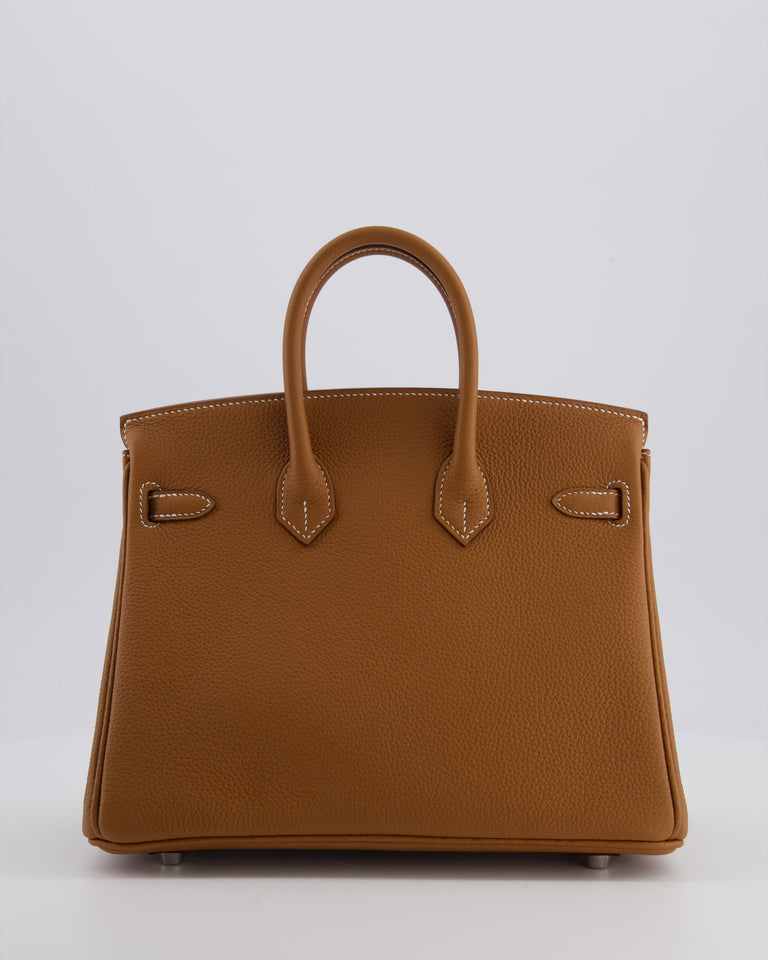 *RARE* Hermes Birkin 25 Retourne Bag in Gold Togo Leather with Brushed Palladium Hardware