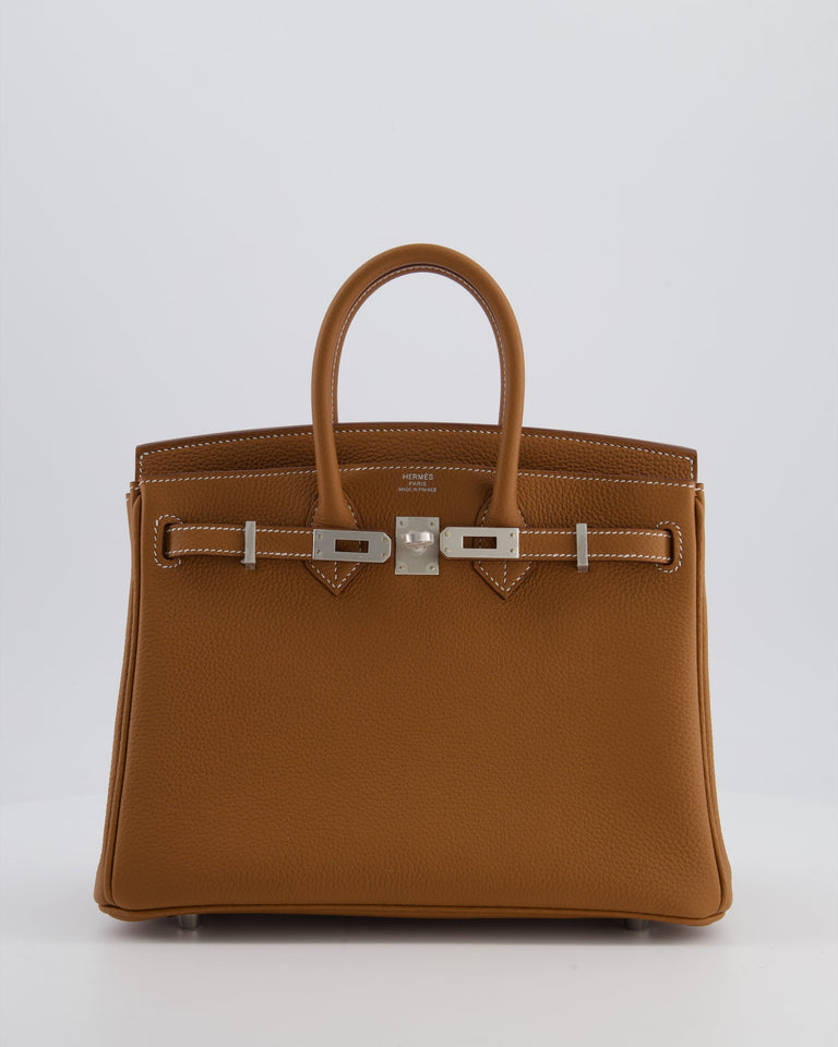 *RARE* Hermes Birkin 25 Retourne Bag in Gold Togo Leather with Brushed Palladium Hardware