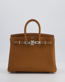 *RARE* Hermes Birkin 25 Retourne Bag in Gold Togo Leather with Brushed Palladium Hardware