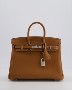 *RARE* Hermes Birkin 25 Retourne Bag in Gold Togo Leather with Brushed Palladium Hardware