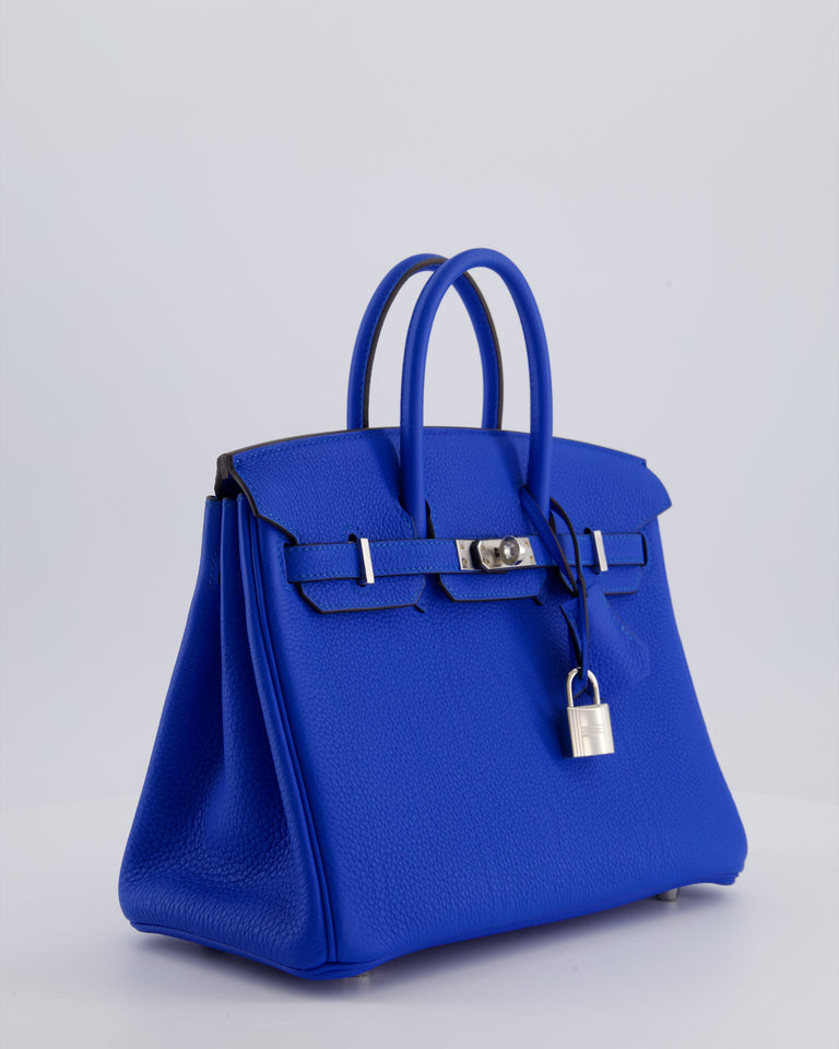 Hermes Birkin 25 Retourne Bag in Bleu Hydra Togo Leather with Palladium Hardware