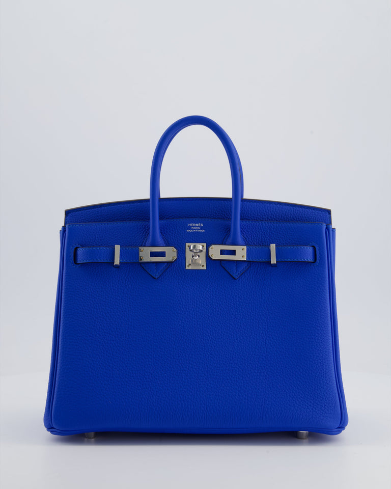 Hermes Birkin 25 Retourne Bag in Bleu Hydra Togo Leather with Palladium Hardware