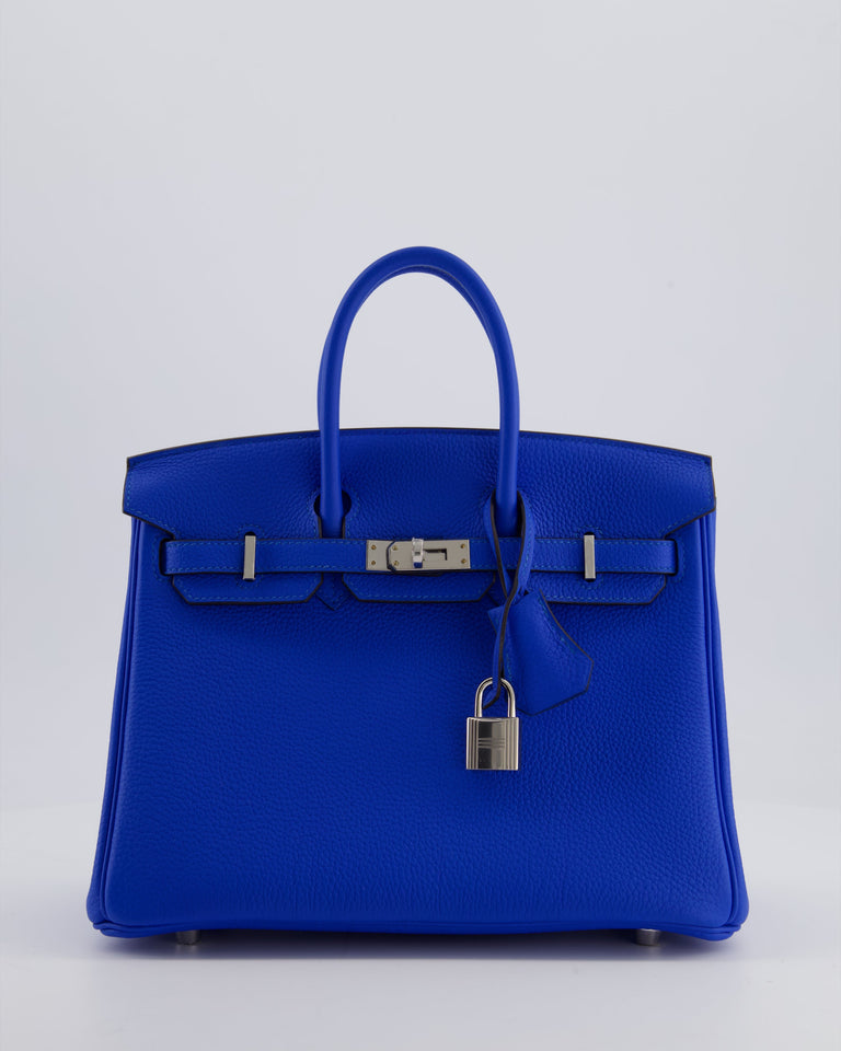 Hermes Birkin 25 Retourne Bag in Bleu Hydra Togo Leather with Palladium Hardware