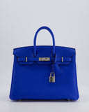 Hermes Birkin 25 Retourne Bag in Bleu Hydra Togo Leather with Palladium Hardware
