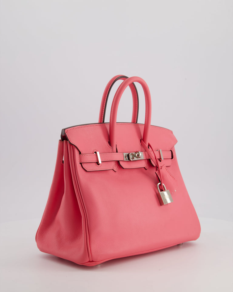 Hermes Birkin 25 Retourne Bag in Rose Azalee Swift Leather with Palladium Hardware