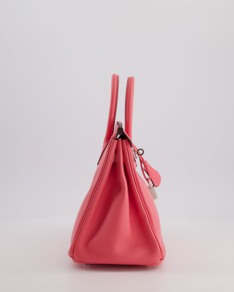 Hermes Birkin 25 Retourne Bag in Rose Azalee Swift Leather with Palladium Hardware
