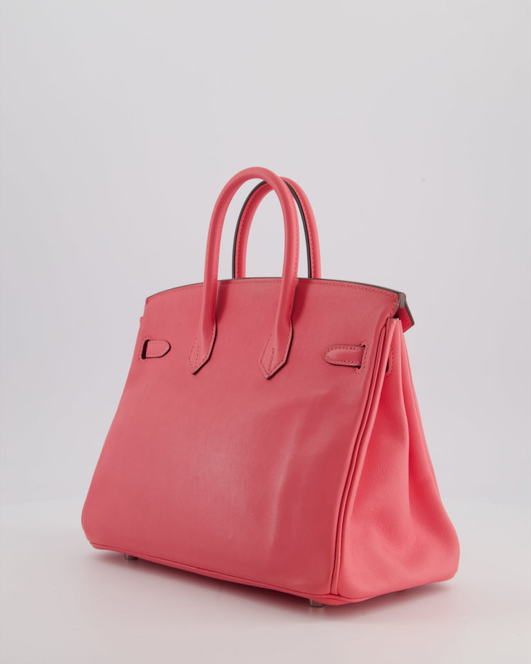 Hermes Birkin 25 Retourne Bag in Rose Azalee Swift Leather with Palladium Hardware
