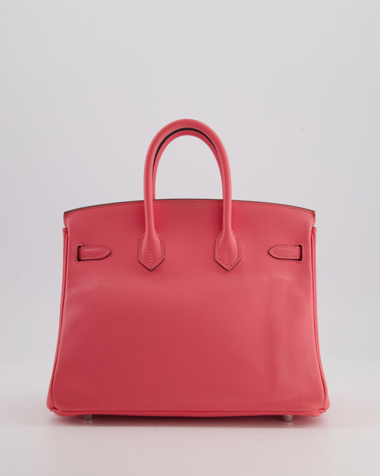 Hermes Birkin 25 Retourne Bag in Rose Azalee Swift Leather with Palladium Hardware