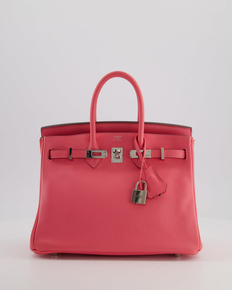 Hermes Birkin 25 Retourne Bag in Rose Azalee Swift Leather with Palladium Hardware