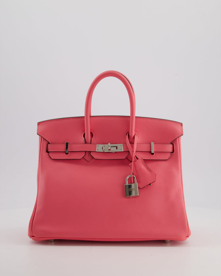 Hermes Birkin 25 Retourne Bag in Rose Azalee Swift Leather with Palladium Hardware