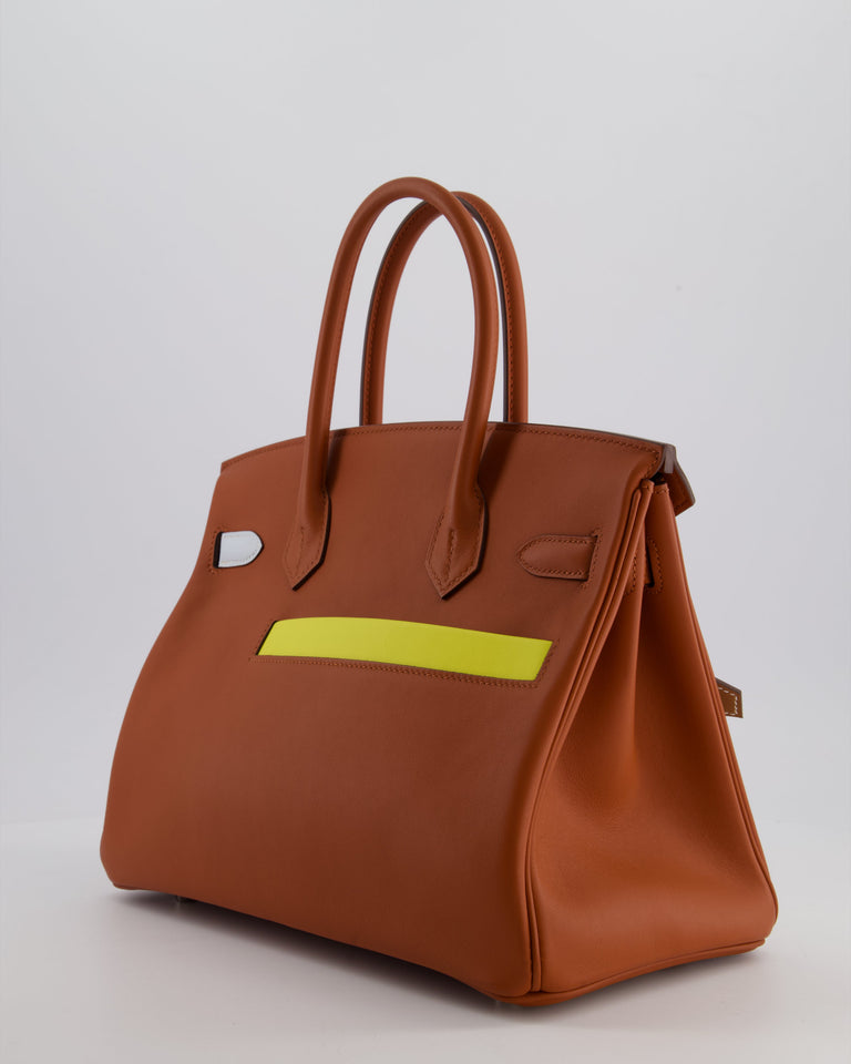 *HOT & RARE* Hermes Birkin 30 Retourne Colormatic Bag in Cuivre, Nata, Bleu Brume, Chai and Lime Swift Leather with Palladium Hardware
