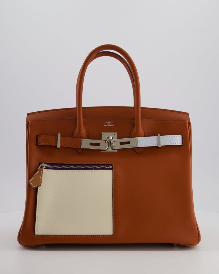 *HOT & RARE* Hermes Birkin 30 Retourne Colormatic Bag in Cuivre, Nata, Bleu Brume, Chai and Lime Swift Leather with Palladium Hardware