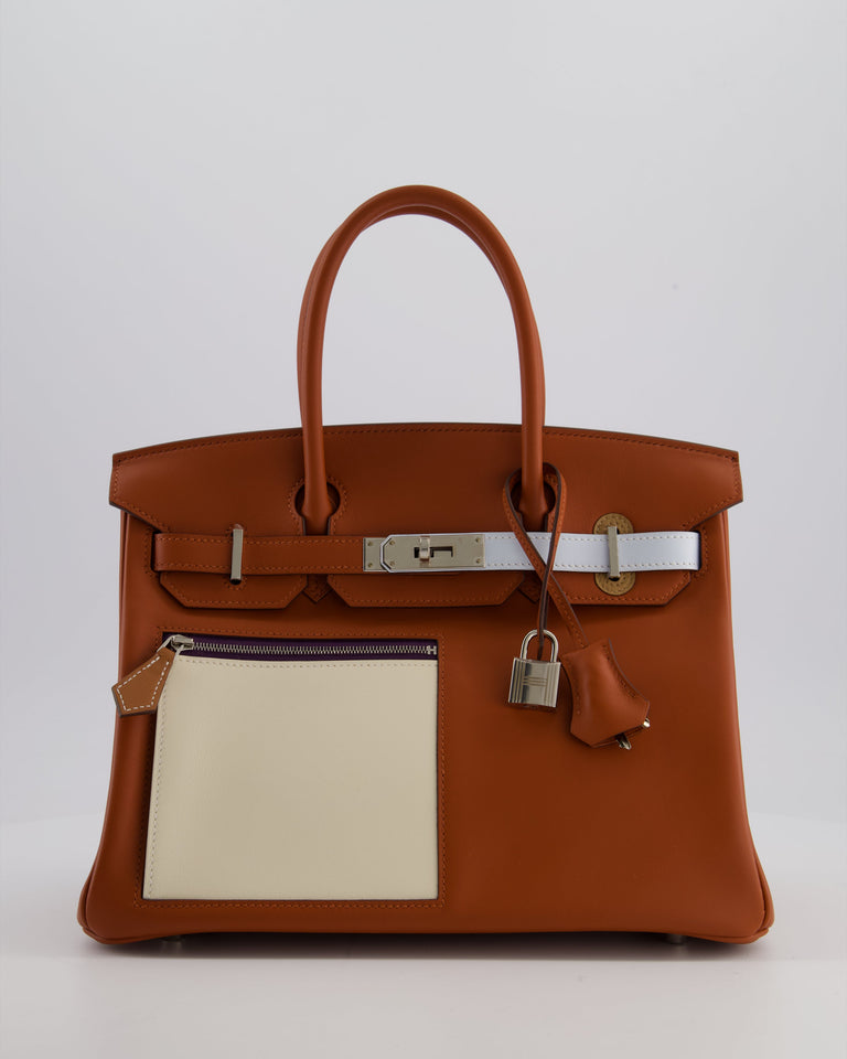 *HOT & RARE* Hermes Birkin 30 Retourne Colormatic Bag in Cuivre, Nata, Bleu Brume, Chai and Lime Swift Leather with Palladium Hardware