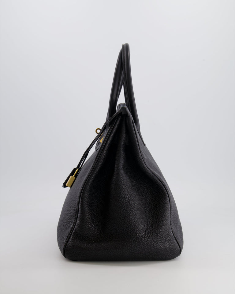 Hermes Birkin 35 Retourne Bag in Black Togo Leather with Gold Hardware