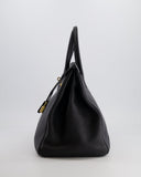 Hermes Birkin 35 Retourne Bag in Black Togo Leather with Gold Hardware
