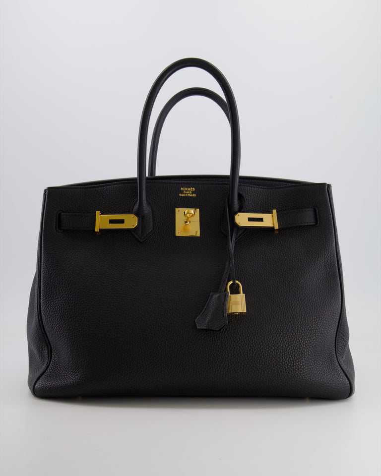 Hermes Birkin 35 Retourne Bag in Black Togo Leather with Gold Hardware