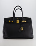 Hermes Birkin 35 Retourne Bag in Black Togo Leather with Gold Hardware