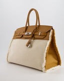 Hermes Birkin 35cm Bag in Sesame Swift and Twill H Canvas Fraye with Palladium Hardware