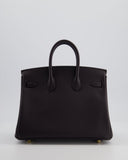 *HOT* Hermes Birkin 25 Retourne Bag in Prunoir Swift Leather with Gold Hardware