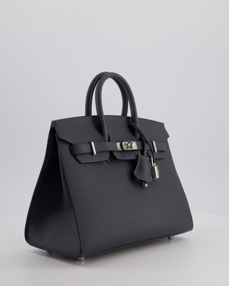 Hermes Birkin 25 Sellier Bag in Gris Misty Epsom Leather with Palladium Hardware