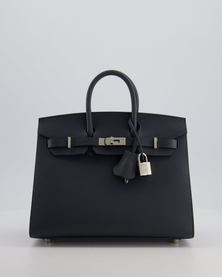 Hermes Birkin 25 Sellier Bag in Gris Misty Epsom Leather with Palladium Hardware