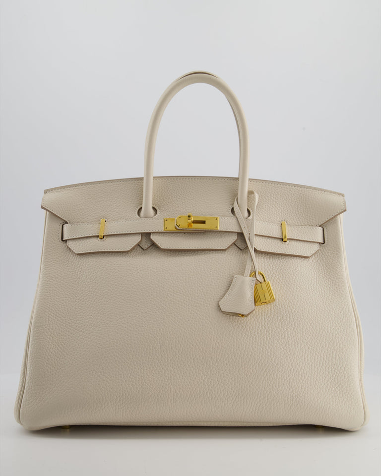 Hermes Birkin 35 Retourne Bag in Craie Togo Leather with Gold Hardware