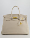 Hermes Birkin 35 Retourne Bag in Craie Togo Leather with Gold Hardware