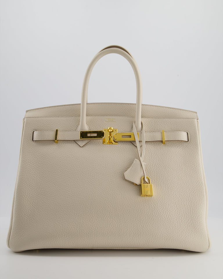 Hermes Birkin 35 Retourne Bag in Craie Togo Leather with Gold Hardware
