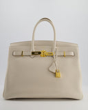 Hermes Birkin 35 Retourne Bag in Craie Togo Leather with Gold Hardware