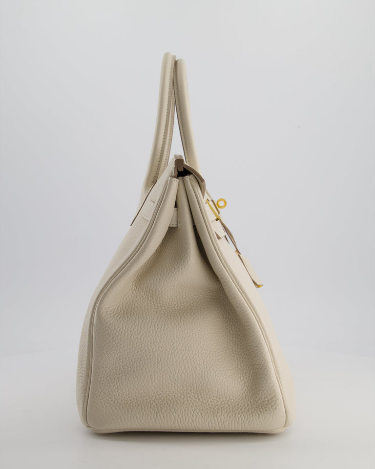 Hermes Birkin 35 Retourne Bag in Craie Togo Leather with Gold Hardware