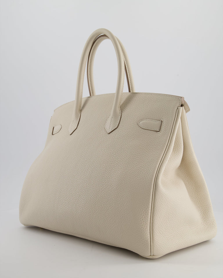 Hermes Birkin 35 Retourne Bag in Craie Togo Leather with Gold Hardware