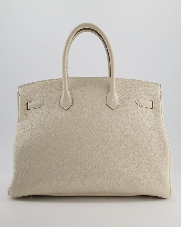 Hermes Birkin 35 Retourne Bag in Craie Togo Leather with Gold Hardware