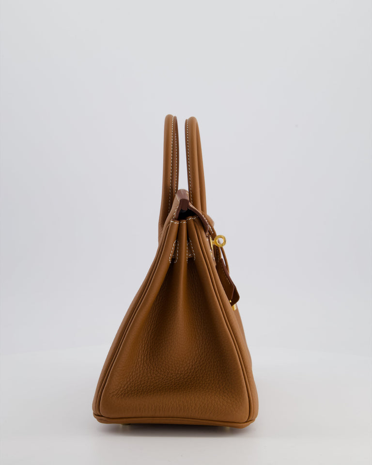 *HOT* Hermes Birkin 25 Retourne Bag in Gold Togo Leather with Gold Hardware