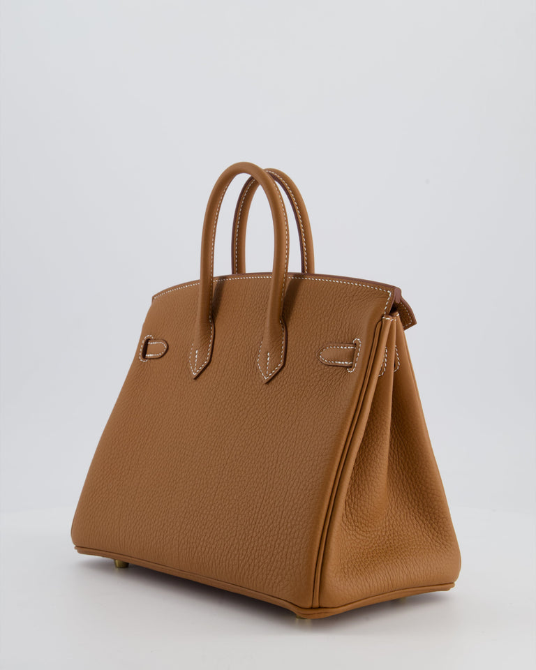 *HOT* Hermes Birkin 25 Retourne Bag in Gold Togo Leather with Gold Hardware