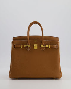 *HOT* Hermes Birkin 25 Retourne Bag in Gold Togo Leather with Gold Hardware
