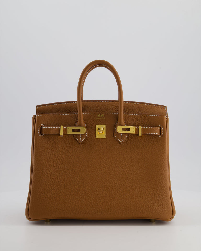 *HOT* Hermes Birkin 25 Retourne Bag in Gold Togo Leather with Gold Hardware