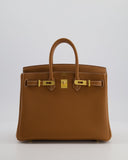 *HOT* Hermes Birkin 25 Retourne Bag in Gold Togo Leather with Gold Hardware