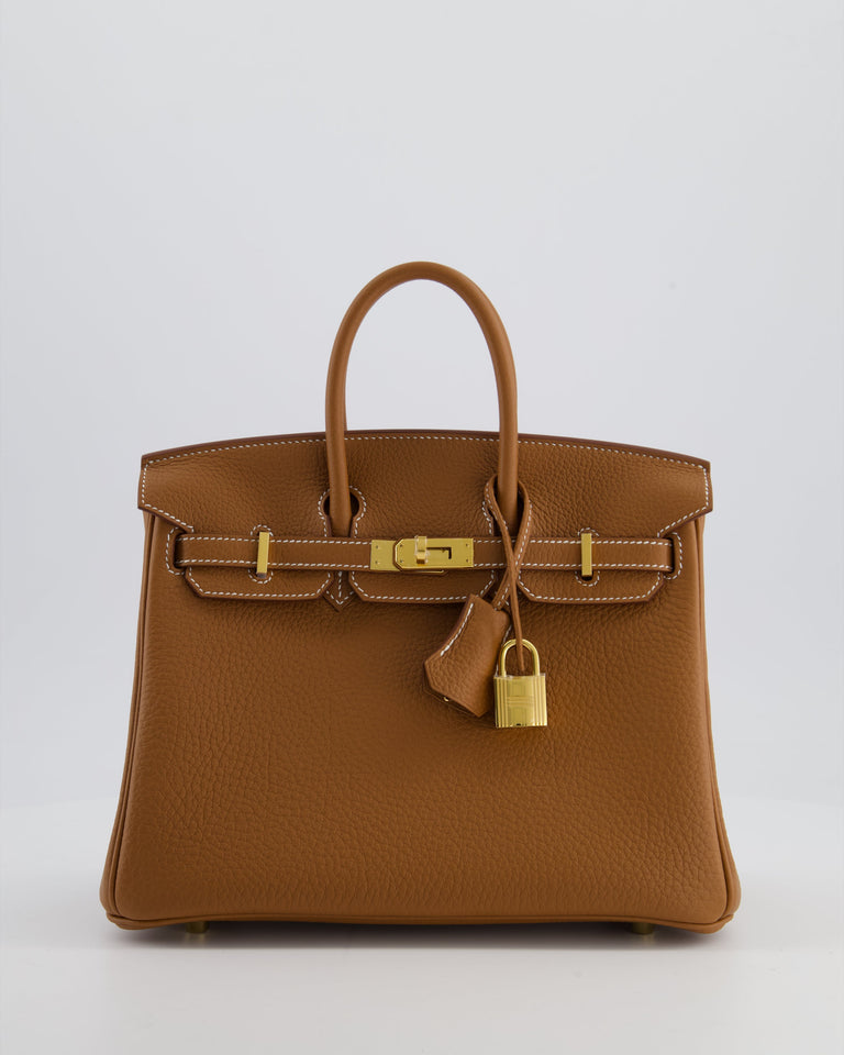 *HOT* Hermes Birkin 25 Retourne Bag in Gold Togo Leather with Gold Hardware