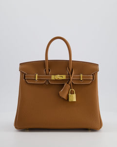 *HOT* Hermes Birkin 25 Retourne Bag in Gold Togo Leather with Gold Hardware