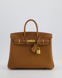*HOT* Hermes Birkin 25 Retourne Bag in Gold Togo Leather with Gold Hardware