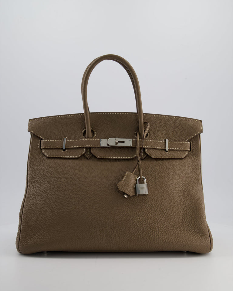 Hermes Birkin 35 Bag in Etoupe Togo Leather with Palladium Hardware
