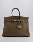 Hermes Birkin 35 Bag in Etoupe Togo Leather with Palladium Hardware