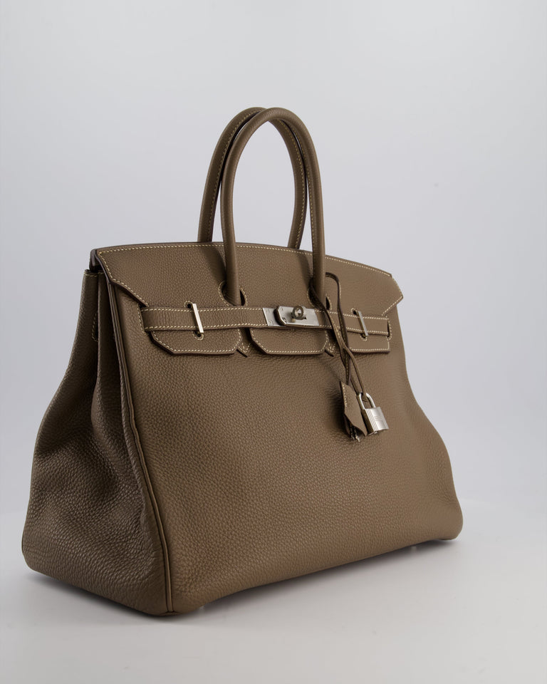 Hermes Birkin 35 Bag in Etoupe Togo Leather with Palladium Hardware