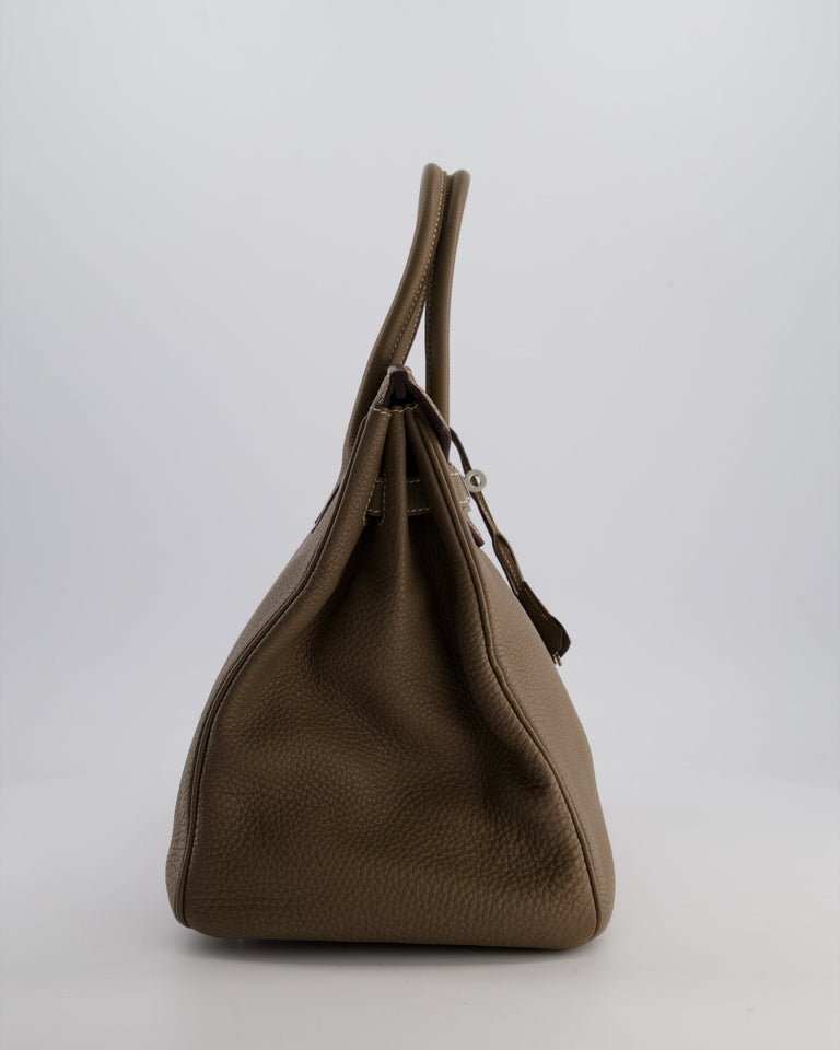 Hermes Birkin 35 Bag in Etoupe Togo Leather with Palladium Hardware