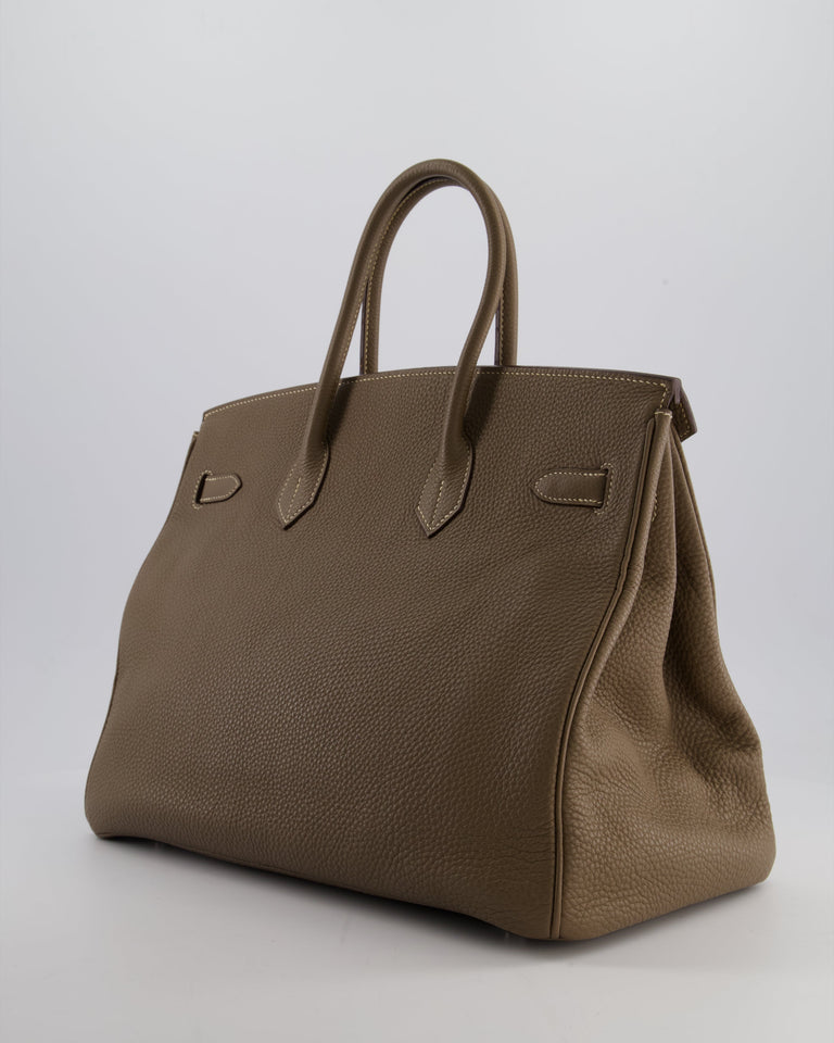 Hermes Birkin 35 Bag in Etoupe Togo Leather with Palladium Hardware