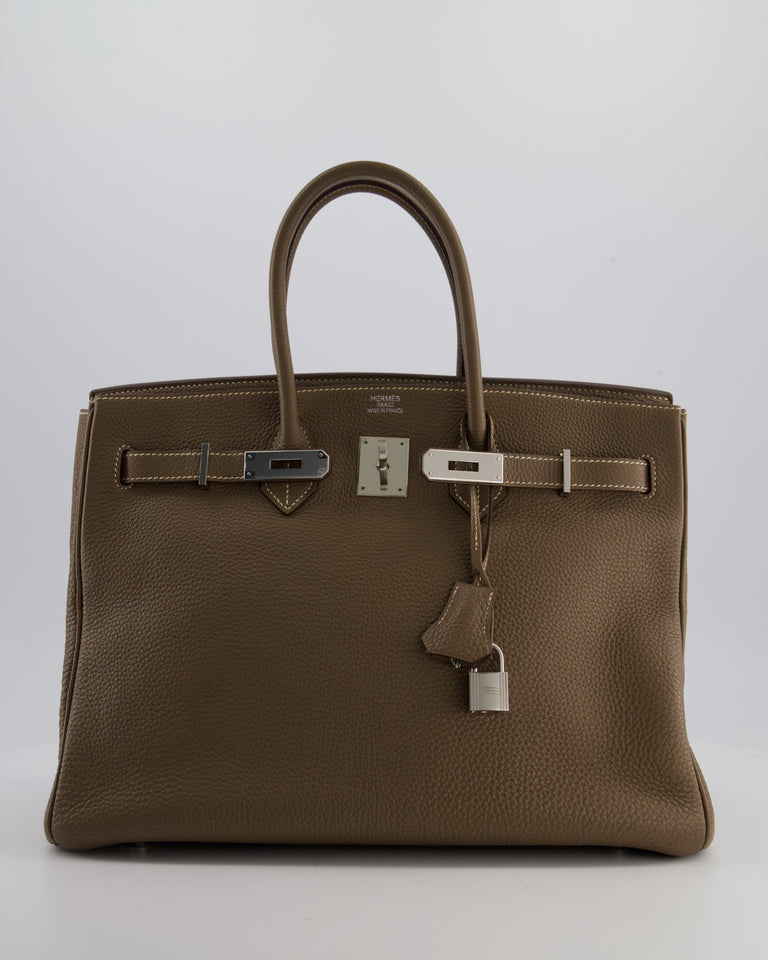 Hermes Birkin 35 Bag in Etoupe Togo Leather with Palladium Hardware