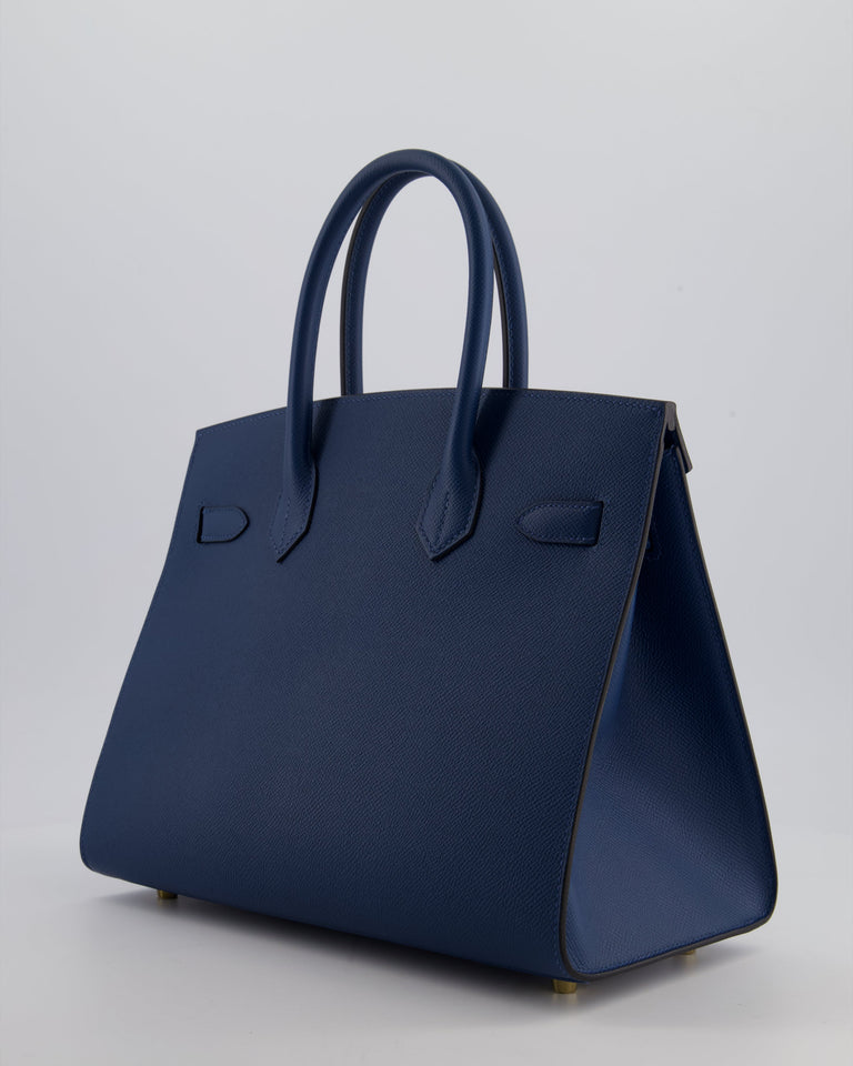 *VERY RARE* Hermes Birkin 30 Sellier Bag Deep Bleu Epsom Leather with Gold Hardware